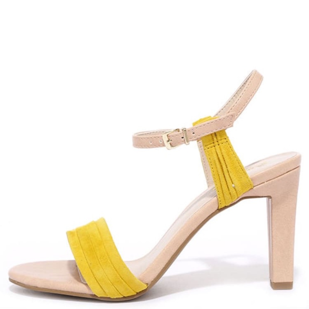 Seychelles Prime Yellow and Nude Leather Heels NWOT - Picture 9 of 10